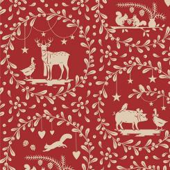 Tilda - Merry Little Christmas 2027 - Paperscenes Burgundy Meterware