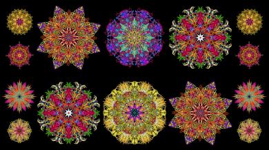 Red/Multi Heartscapes Panel