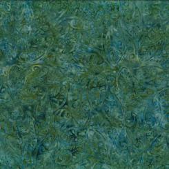 Dark Green Large Leaves Batik Meterware