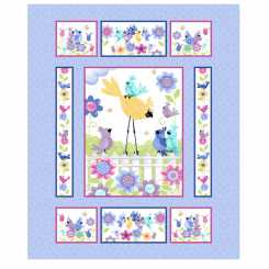 Bird's Buddies 36" Quilt Panel Lilac 