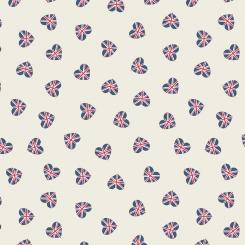 Union jack hearts on cream Meterware