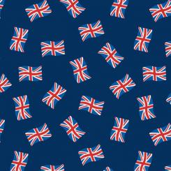 Union jacks on dark blue Meterware