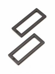 1-1/2" Black Metal - Rectangle Ring, Flat, Set of Two 