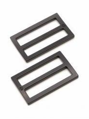 1-1/2" Black Metal - Slider, Widemouth, Flat, Set of Two 