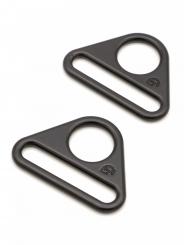 1-1/2" Black Metal - Triangle Ring, Flat, Set of Two 