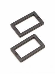 1" Black Metal - Rectangle Ring, Flat, Set of Two 