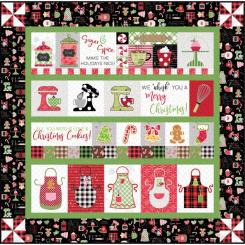 We Whisk You A Merry Christmas Black Quilt Kit Sewing 