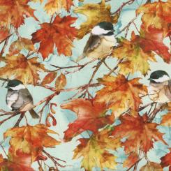 Autumn Breeze Turq Multi Birds Meterware