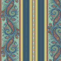 Blue Green Paisley Stripe Meterware 