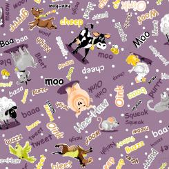 Barnyard Buddies Allover Purple Meterware
