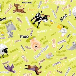 Barnyard Buddies Allover Green Meterware
