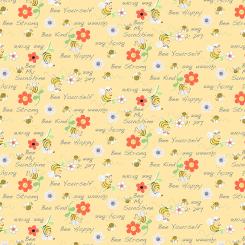 Bee Words Floral Yellow Meterware
