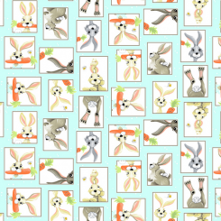 Harold the Hare Patchwork Aqua Meterware