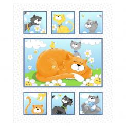 Kitty the Cat 36" Quilt Panel White 