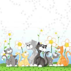 Kitty the Cat Double Border White Meterware