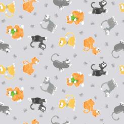 Kitty the Cat Kittens Light Grey Meterware