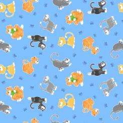 Kitty the Cat Kittens Sky Blue Meterware
