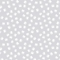 Kitty the Cat Paw Prints Light Grey Meterware