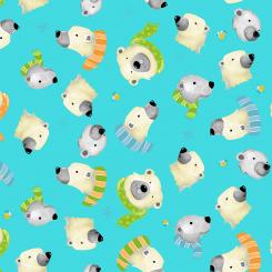 Burr the Polar Bear Furry Faces Turquoise Meterware