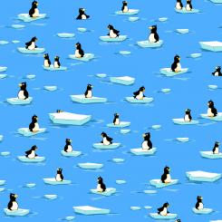 Burr the Polar Bear Penguins Sky Blue Meterware