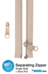 50" Separating Zipper + Extra slide -Natural 