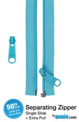 50" Separating Zipper + Extra slide -Parrot Blue 
