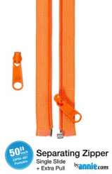 50" Separating Zipper + Extra slide -Pumpkin 