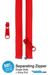 50" Separating Zipper + Extra slide - Atom Red 
