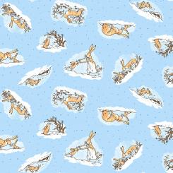 Bunny Scenes Light Denim Meterware