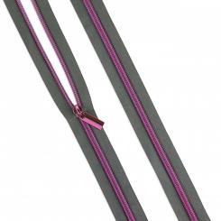 3y Tula Pink #5 Nylon Coil Zipper Grey 