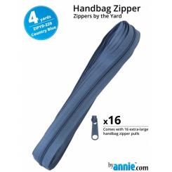 4y Handbag Zippers by the Yard Country Blue 