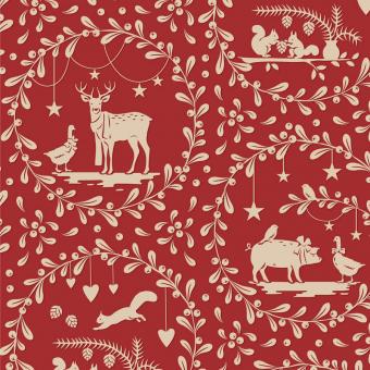 Tilda - Merry Little Christmas 2027 - Paperscenes Burgundy Meterware