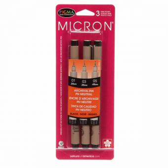 Pigma Micron Pen Set 3 Sizes Black 