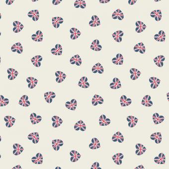 Union jack hearts on cream Meterware