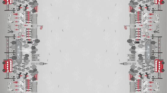 London double border greys/reds Meterware
