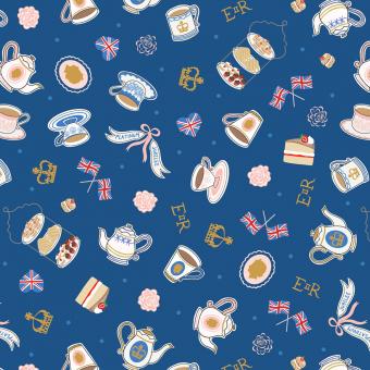 Jubilee on royal blue Gold Metallic Meterware