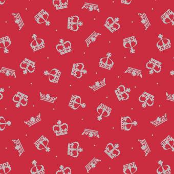 Metallic silver crown on red Meterware