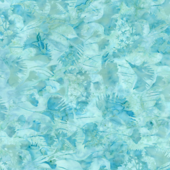 Tonga Valley Blossoms Shadowy Leaves Aqua 