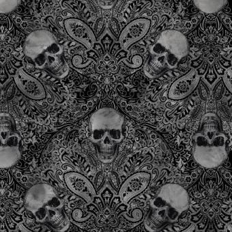 Black Skull Damask Meterware 