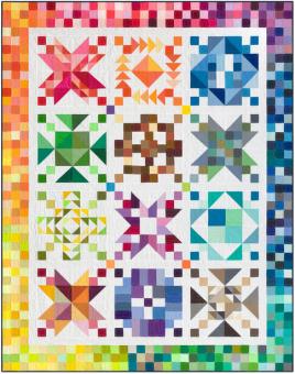 Kona® Cotton Color Patchwork Party BoM + Background/Binding/Backing/Batting White
