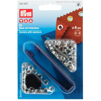 Ösen und Scheiben 4,0 mm silberfarbig inkl. Einschlagwerkzeug 