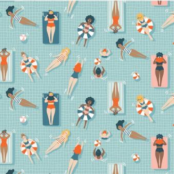 Pool Party - Cotton - Blue Meterware