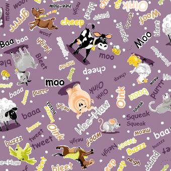 Barnyard Buddies Allover Purple Meterware