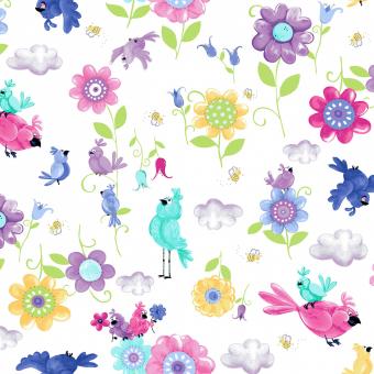 White Bird's and Flowers Meterware