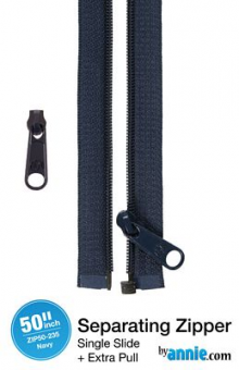50" Separating Zipper + Extra slide -Navy 