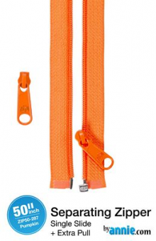 50" Separating Zipper + Extra slide -Pumpkin 