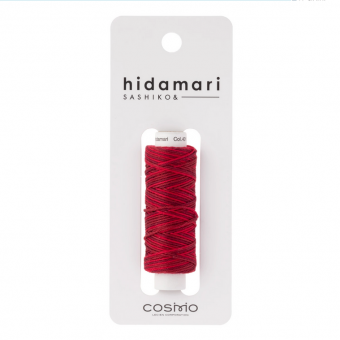 Cosmo Hidamari Sashiko Variegated Thread 30 Meters Cranberry Red 