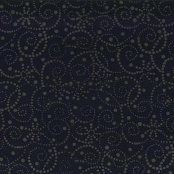 Pointilist Scroll Black Batik Meterware