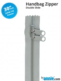 30'' Double-Slide Handbag Zipper Pewter 