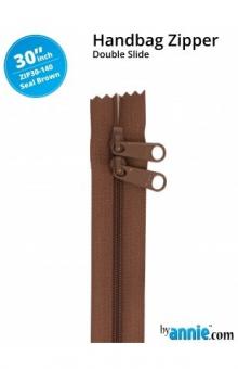 30'' Double-Slide Handbag Zipper Seal Brown 